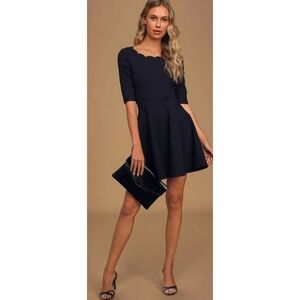 LulusTip The Scallops Skater Dress Black Size S